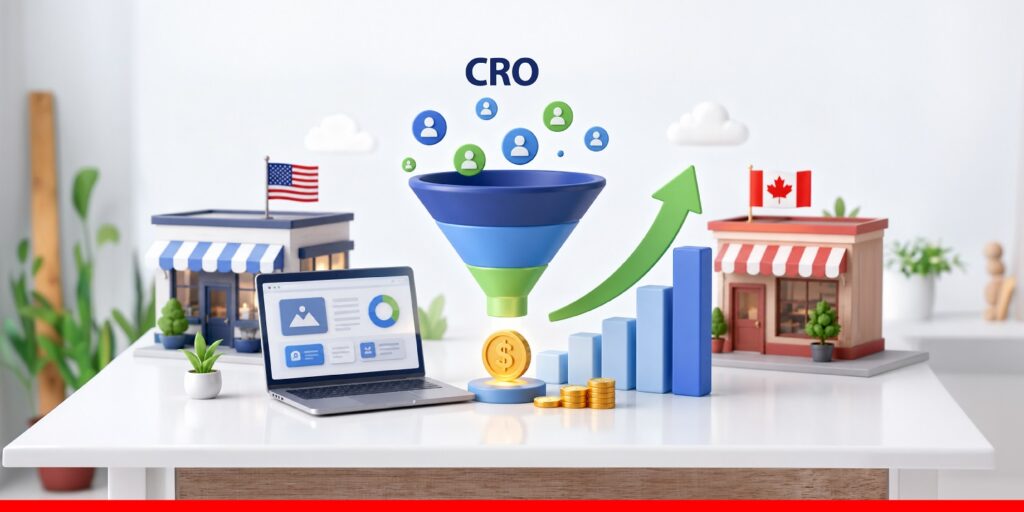Flowchart illustrating How Does CRO Work Step-by-Step Process with analytics, testing, and optimization stages